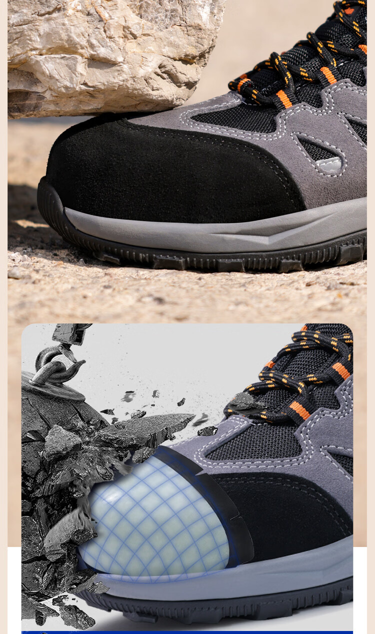 BlueOwl Shield Men's Summer Breathable Anti-Slip Electrician Insulated 10KV Anti-Smash Anti-Puncture Comfortable Work Shoes D206GY Size 45 5