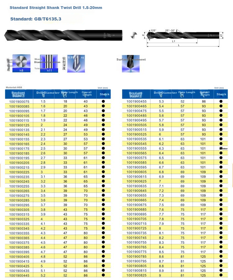 Chengliang Straight Drill 6mm (10 Pieces), High-Speed Steel HSS Drill Bit, Machine Tool Drill Bit, High Hardness Straight Shank Twist Drill 4