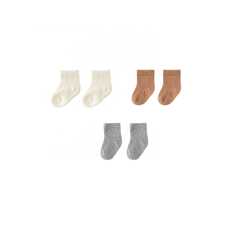 Koala Bibi Newborn Seamless Baby Socks Soft Fit Multicolor [Zero Sensation Adhesive Socks] 3 Pairs
