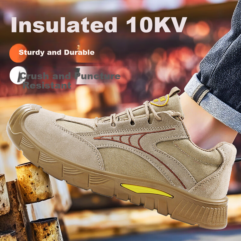 GUYISA Men's Breathable Insulated 10KV Electrician Safety Work Shoes Anti-Smash Anti-Puncture Lightweight Construction Site Shoes 0225S Size 42