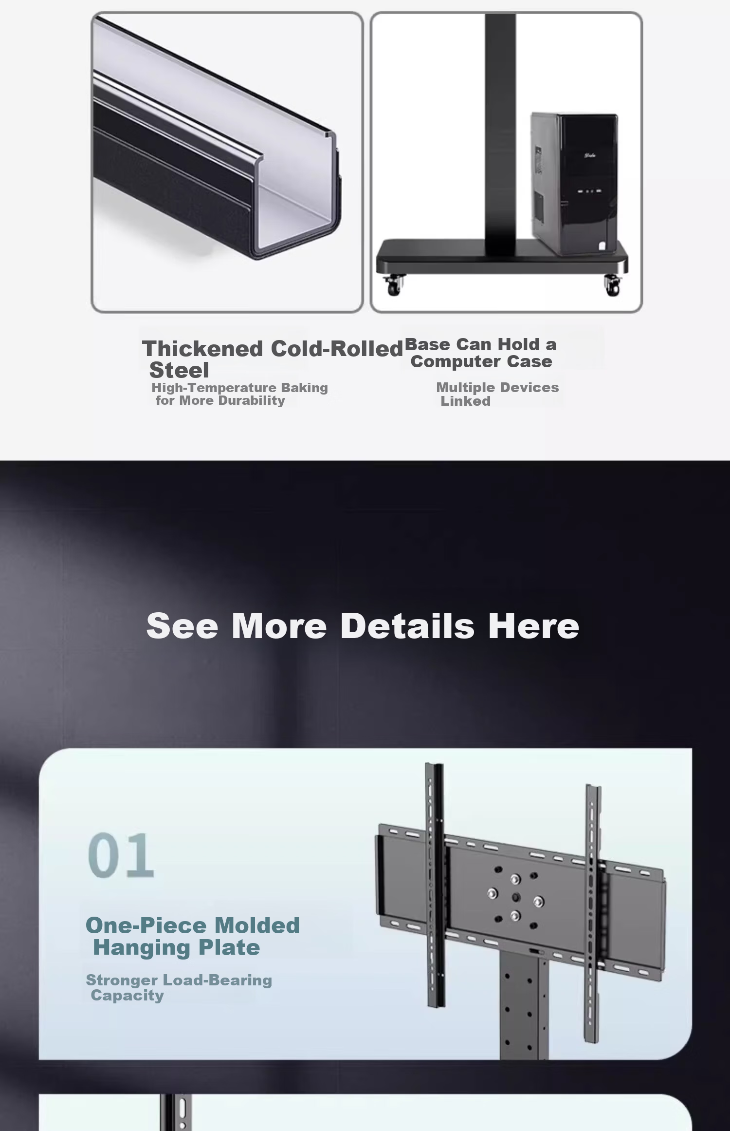 Enlip 26-60 Inch Mobile TV Stand Floor TV Cart with 90° Rotation for Landscape and Portrait Mode, Live Streaming, Teaching, Meeting TV Trolley Compatible with Xiaomi, Hisense, Skyworth and More 14