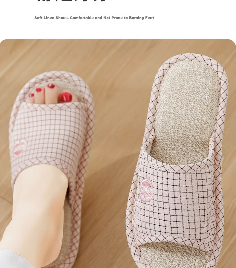 Huamei Jianbu Linen Slippers Home Indoor Non-Slip All-Season Sweat-Absorbing Breathable Cotton Linen Slippers HM6106 Pink Size 40-41 8