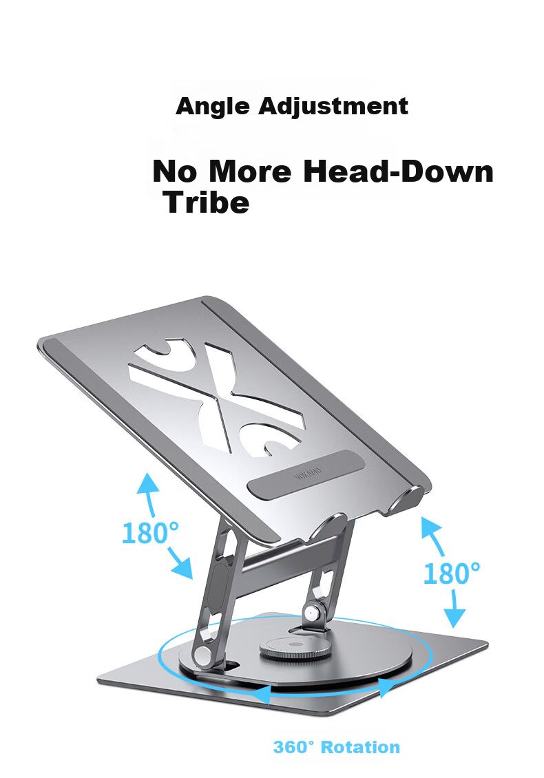 VOKAMO Solid Aluminum Alloy Bar Laptop Stand for Huawei Mate and Apple MacBook Pro/Air, 360-Degree Rotatable Adjustable Height Office Desktop Holder 6