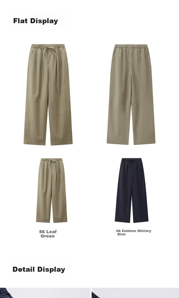 Giordano Women's Summer Linen Pants Cotton Linen Elastic Waist Loose Straight Casual Trousers 05416311 15