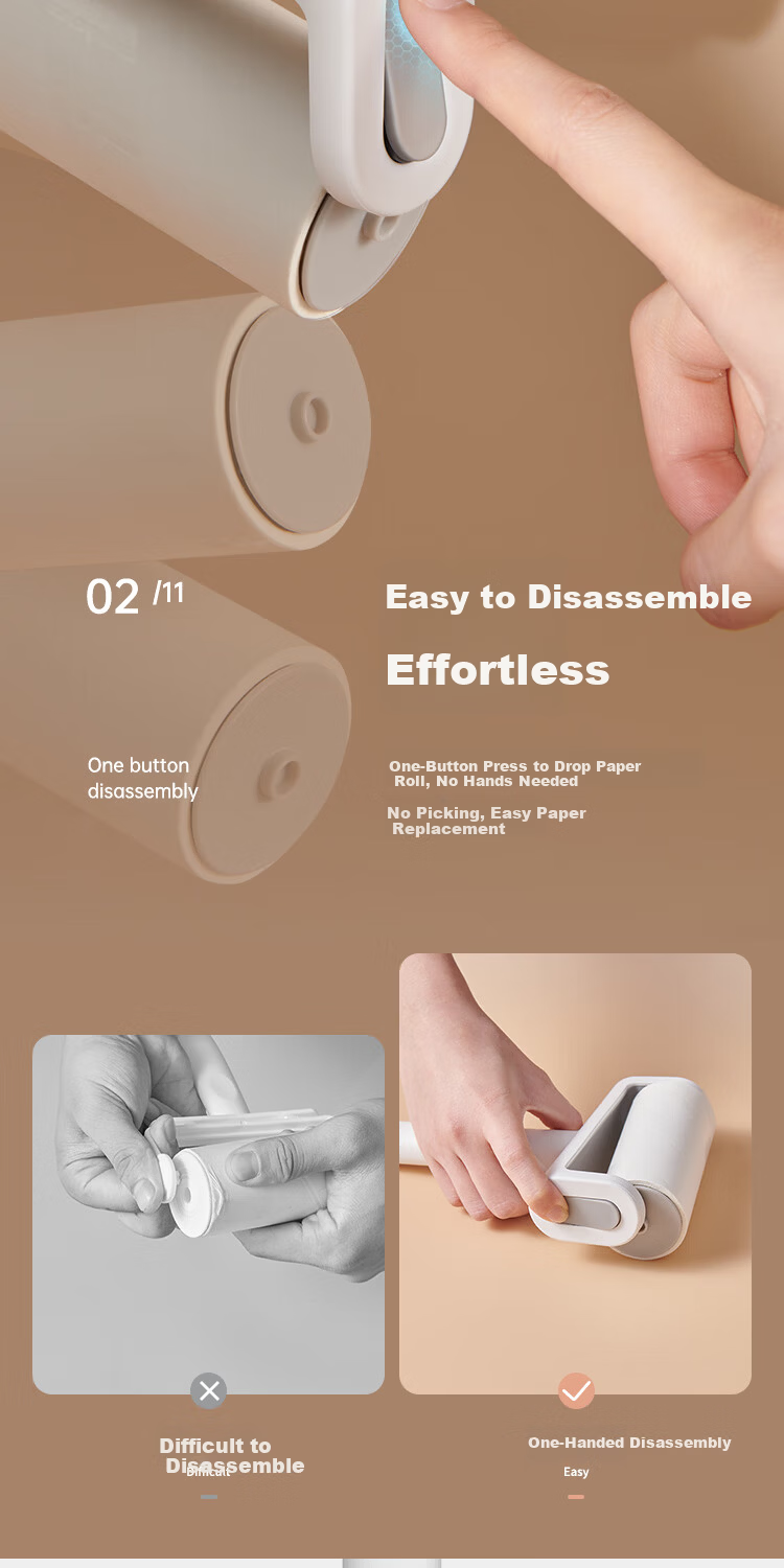 Ecoco Removable Replacement Head, 16cm, 6 Rolls, 360 Tear-Off Dust Roller, Lint-Free Cleaning Tool, Specially Designed for Home Use, E23100 6