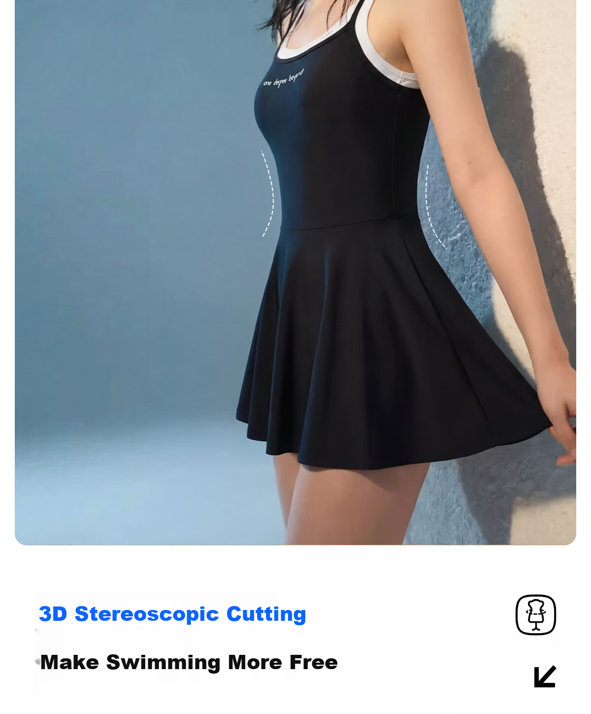 361° Women's One-Piece Skirted Swimsuit Slimming Black Dress 2026 New Luxury Vacation Hot Spring Swimwear 4