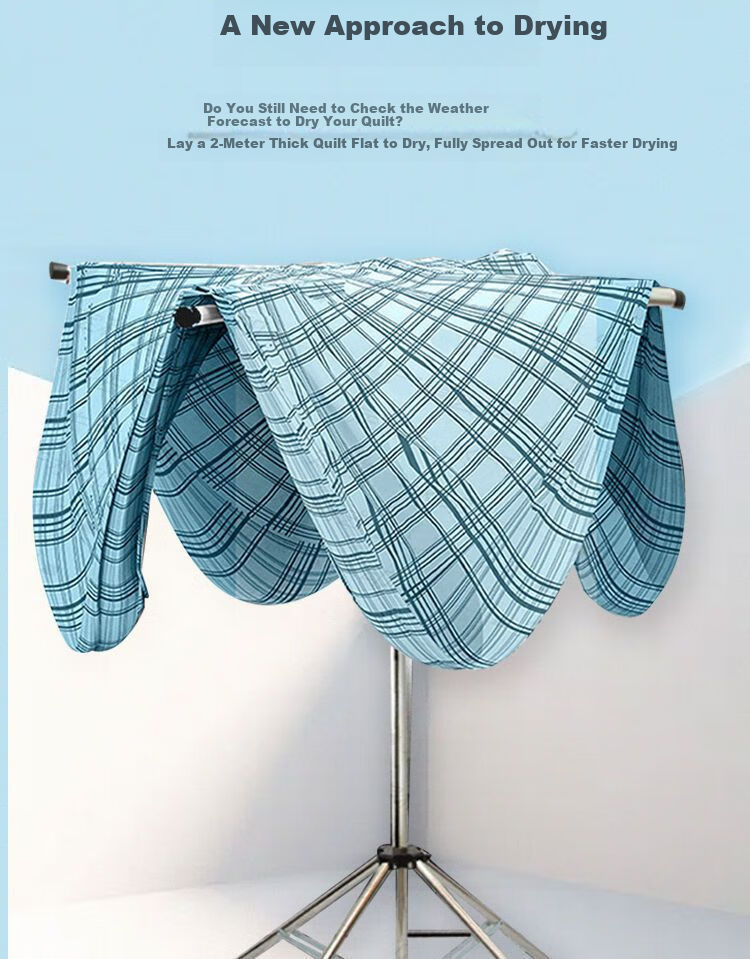 Baoyouni Multifunctional Floor-Standing Clothes Drying Rack for Balcony, Simple Indoor Clothes Hanger for Dormitory and Bedroom 3