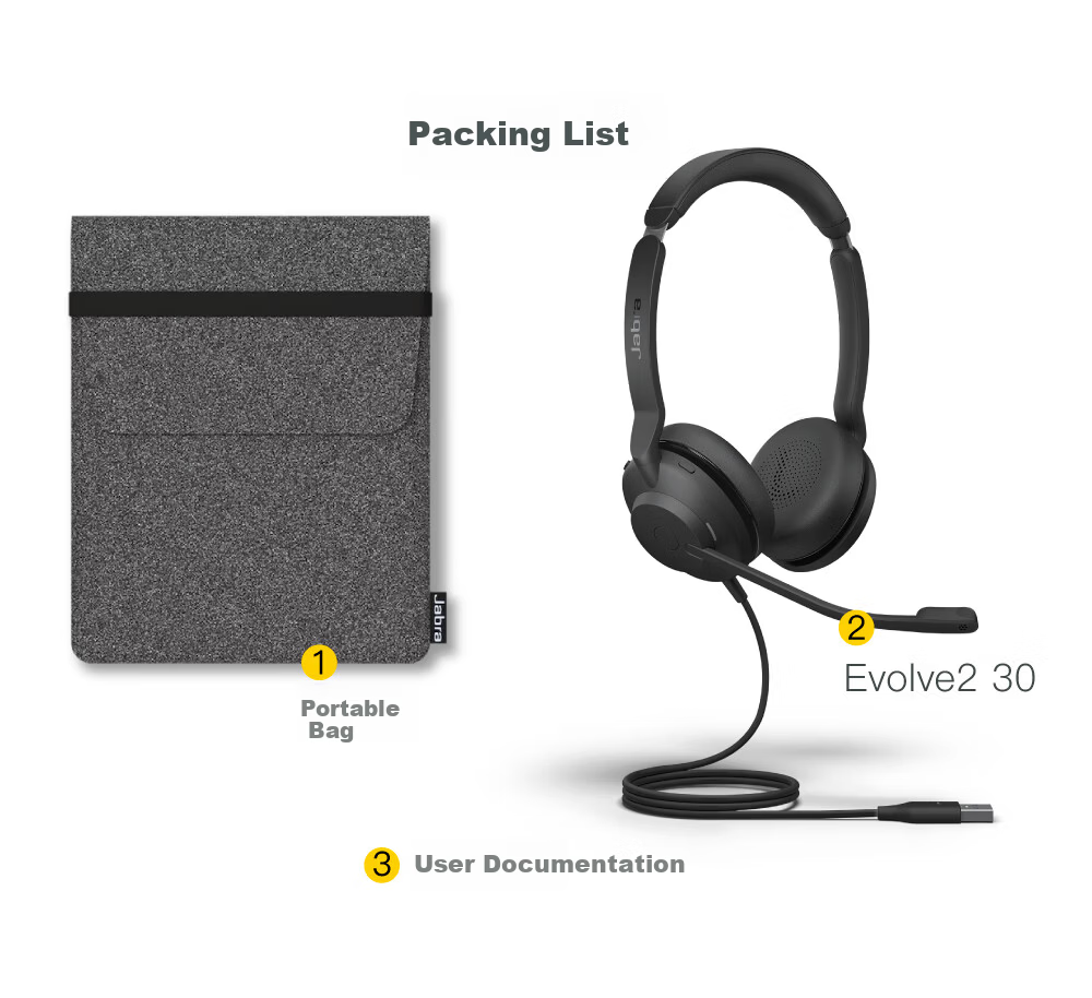 Jabra Evolve2 40 UC, Computer Office Conference Call Center Customer Service Telemarketing Headset, Online Education Over-Ear Noise-Cancelling Dual-Ear Headphones 10