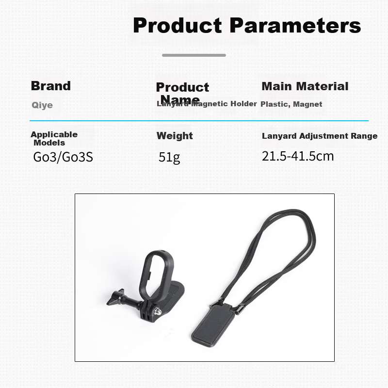 Qiye Protective Frame Magnetic Mount for Insta360 GO3 Thumb Camera Accessories GO3S Magnetic Neck Strap Anti-Lost Lanyard Desktop Stand 7