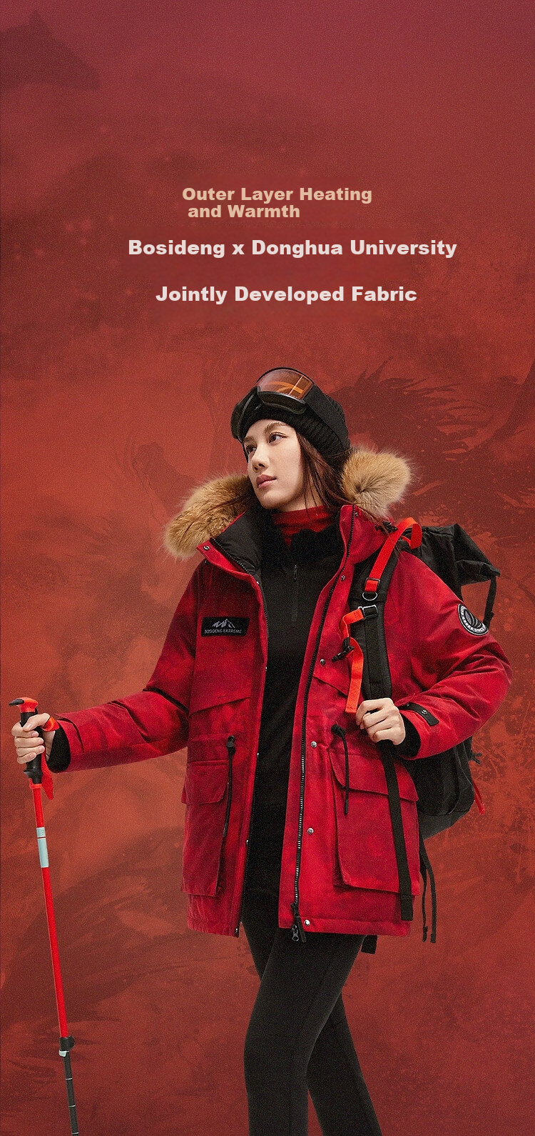 BOSIDENG Off-Season Extreme Cold Goose Down Women's Winter Thickened Hooded Short Coat with Large Fur Collar Mall Edition 5