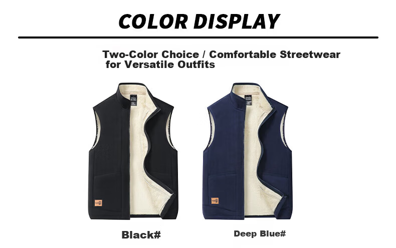 Pierre Cardin Men's Cotton Vest Autumn Winter Lamb Wool Sleeveless Fleece Warm Casual Solid Color Black XL 6