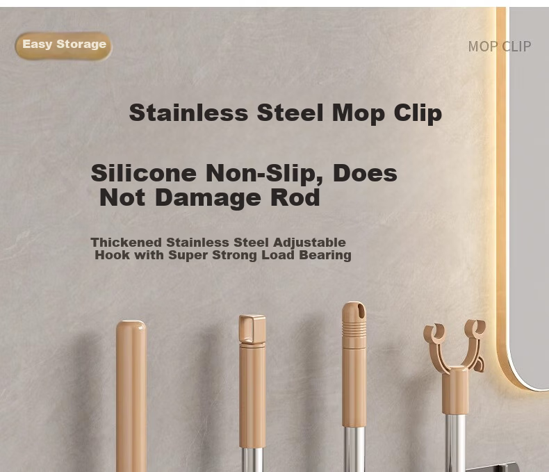 Xinpei Mop Hanger Hook, Broom Holder, Fixed Rack, No Drilling Required, Toilet Mop Clip, Bathroom Storage Shelf 2