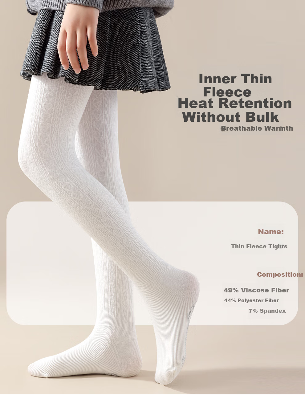 Aiwu Ge Children's Fleece-Lined Autumn Winter Leggings Girls Non-Slip Ballet Tights Gray Size M 1