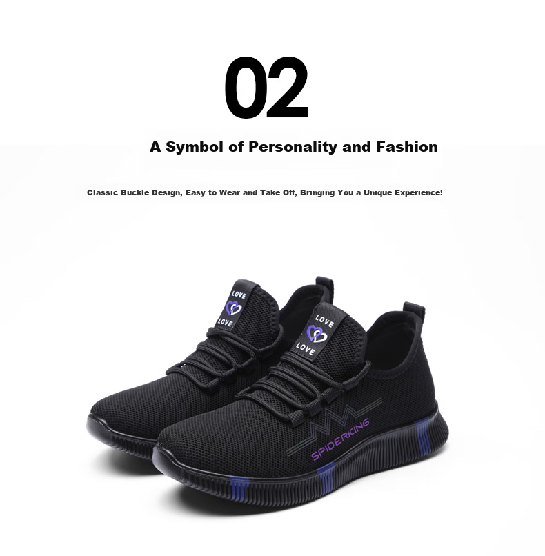 SPIDER KING Women's Casual Shoes, Spring And Autumn Season, Flyknit Mesh Breathable Women's Shoes, Outdoor Sports Middle-Aged And Elderly Mom Shoes, Black, Size 35 6