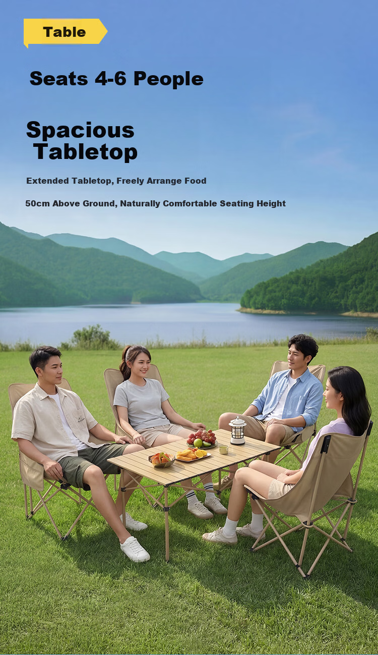 JD Jingzao Outdoor Folding Chair and Table Set 1 Table 4 Chairs Elevated Moon Chair Camping Picnic Furniture 3