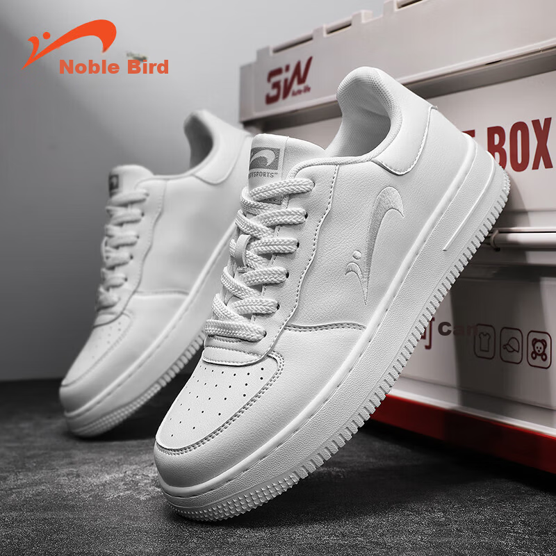 Guirenniao Men's Sports Sneakers Low-top Soft Sole Casual Classic White Shoes White 39