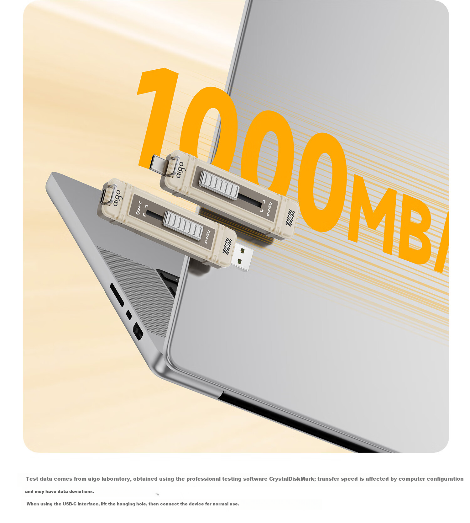 Aigo 1TB USB 3.2 Type-C Dual Interface Flash Drive M1 Gray High-Speed Solid State USB Drive 1000MB/s Read-Write Speed Compatible with Phone, Computer, Tablet Large Capacity USB Drive 3