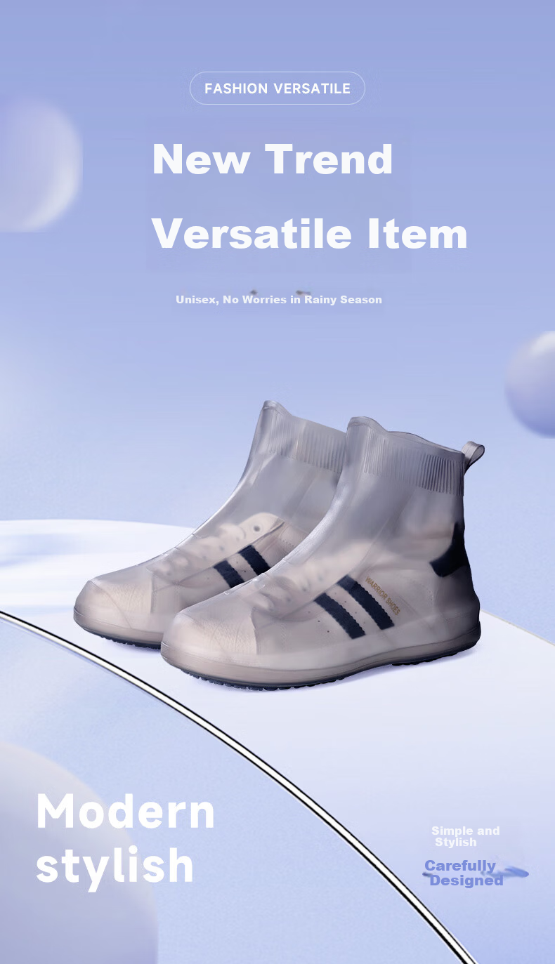 Silayi Rain Shoe Covers (New Latex Material) Non-Slip Thickened Wear-Resistant Reusable Portable Waterproof Rain Gear Boots 8