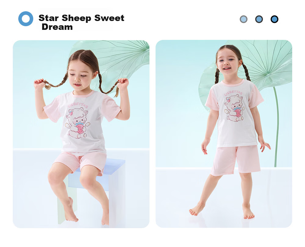 Betis Kids Pajamas Boys Short Sleeve Summer Cotton 2026 New Girls Ice Silk Baby Homewear Set 18