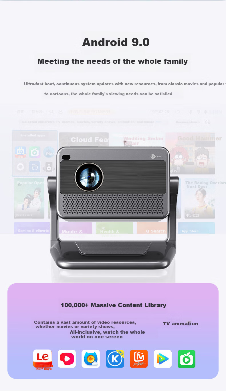 Lecoo Lenovo LK215 Smart Cloud Home Projector Intelligent Projector Bedroom Mobile Phone Projection TV (New Flagship Chip AI Voice Control Home Theater) 17