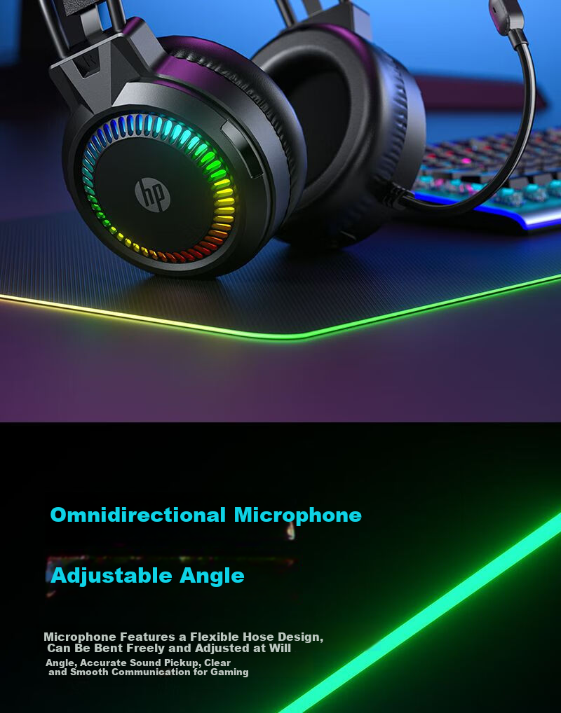 HP H220 Over-Ear Gaming Headset, Stereo Surround Sound, Wired Headphones with Microphone for Internet Cafes And E-Sports Games CSGO PUBG, Compatible with Desktop Computers And Laptops 5
