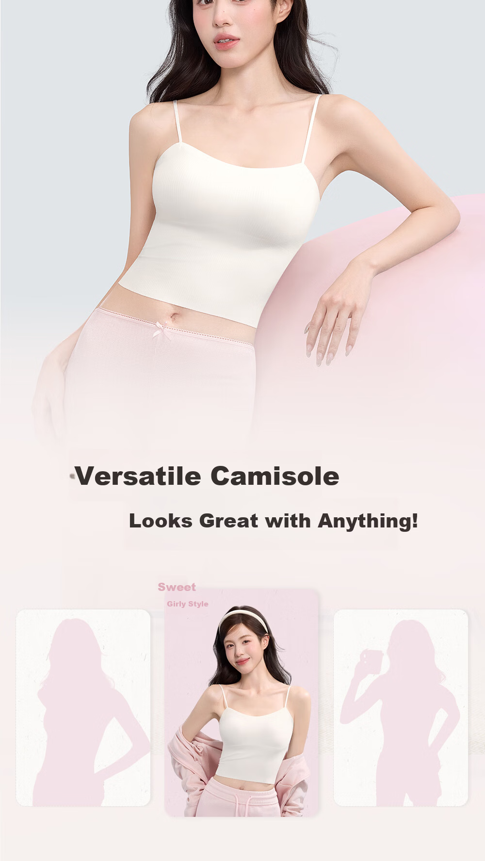 SecretWorld [Zhao Jinmai's Choice] Women's Camisole Tank Top with Built-In Bra Pads, Spring And Summer Undershirt, Inner Or Outer Wear, Beautiful Back Design, One-Piece Bra 2