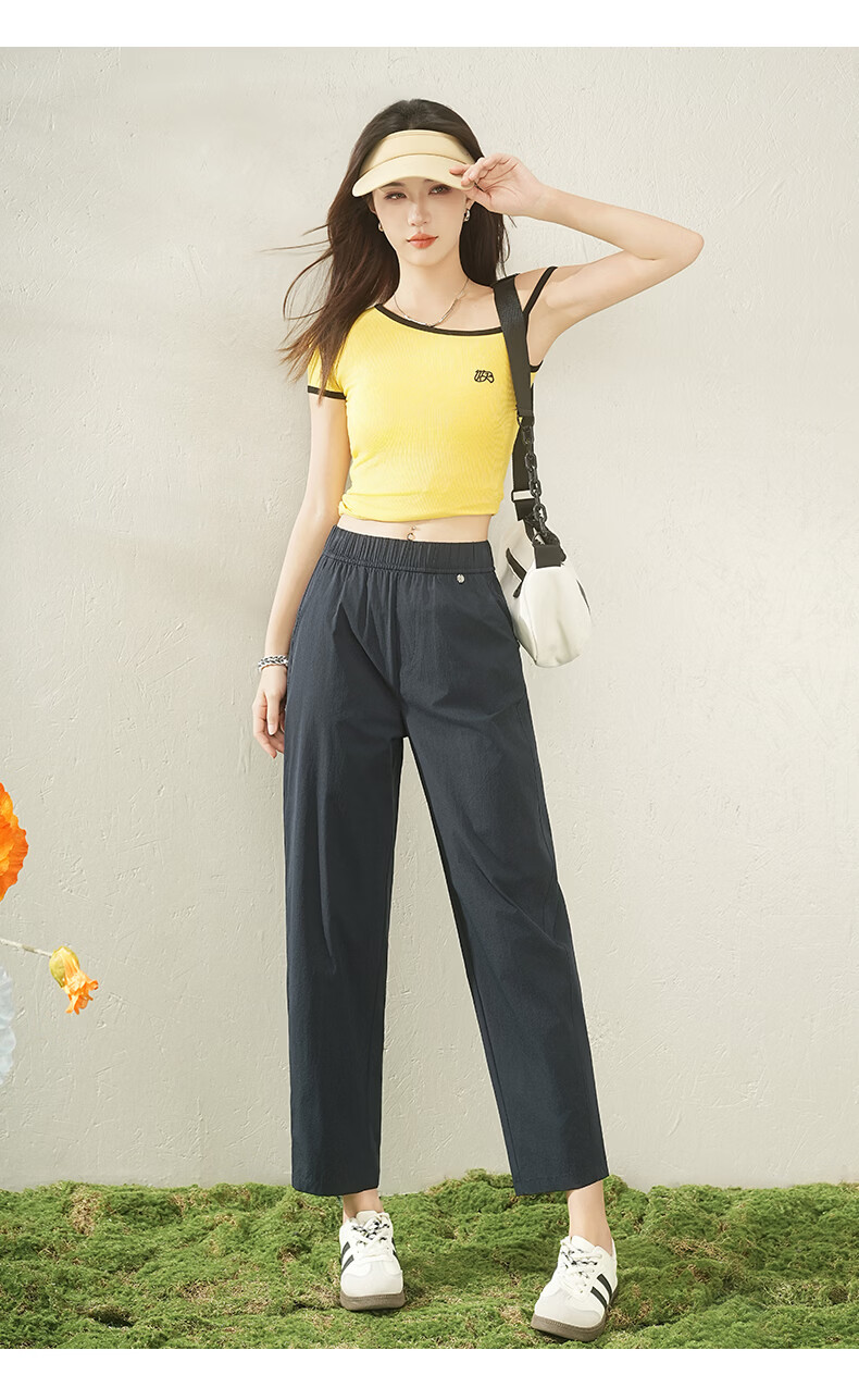 Borui Women's Lightweight Summer Sun Protection Cooling Capri Pants 2026 New Slim Fit Casual Pants Navy XL 22