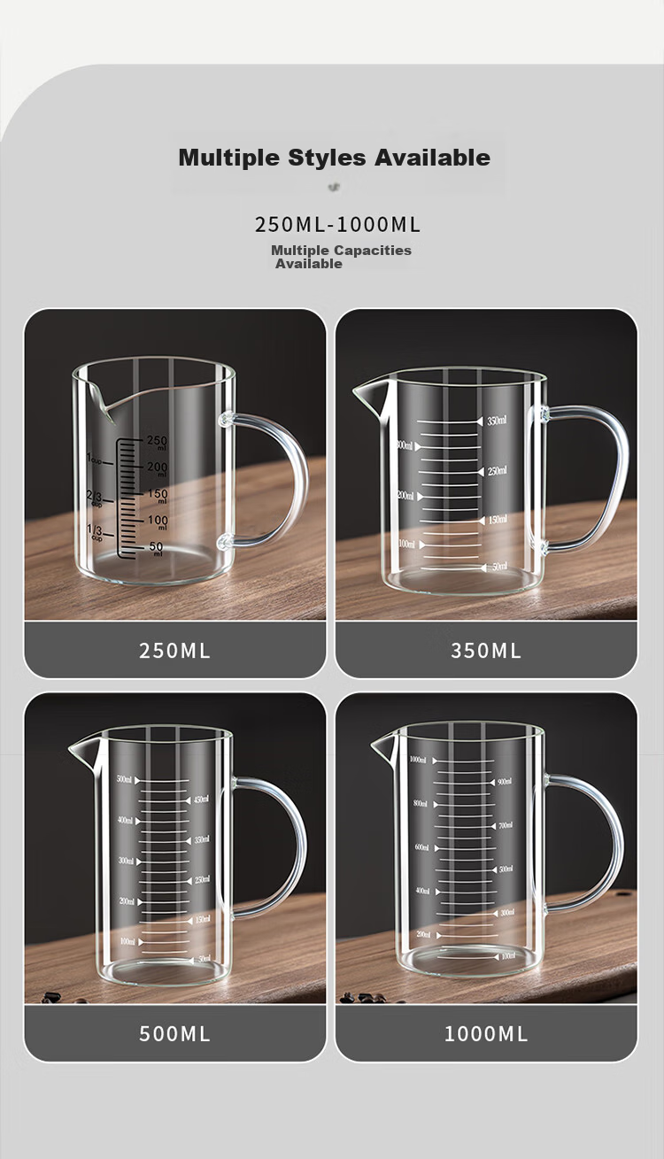 Lingchen Measuring Cup with Scale, 1000ml High Borosilicate Glass Cup, Food-Grade Heat-Resistant Household Kitchen Water Cup Measuring Cup 9