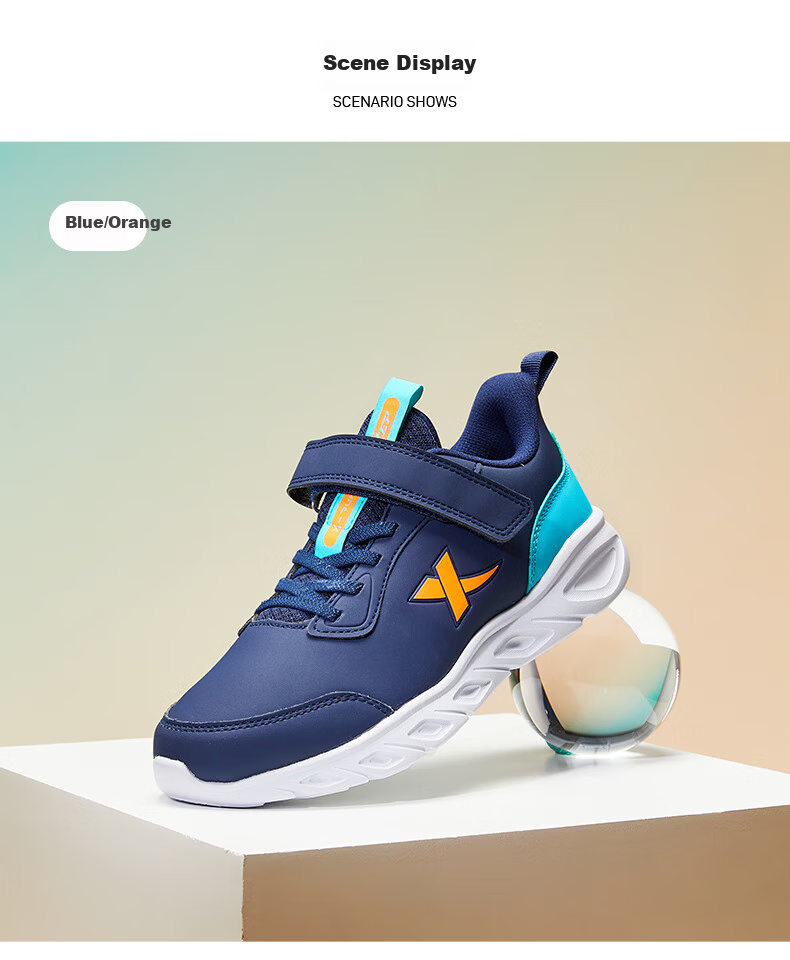 XTEP Kids Basic Running Shoes Boys Versatile Running Sneakers Deep Blue/Bay Blue Size 39 10