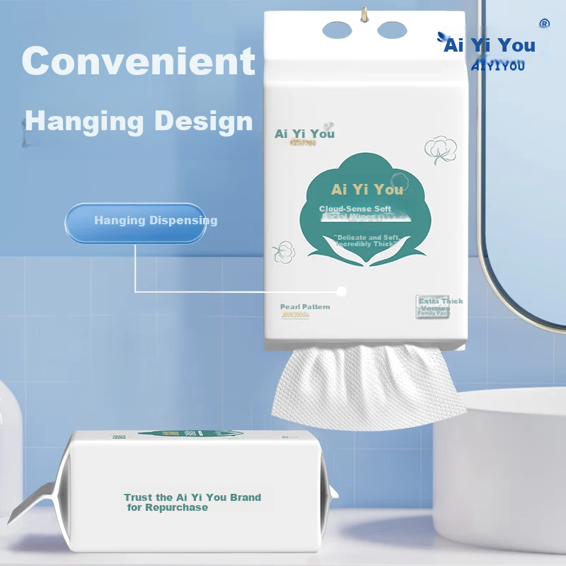 Aiyiyou Hanging Facial Towel 150 Sheets Extra Large Thick Disposable Soft Face Wipes for Baby Household Cleansing Towels