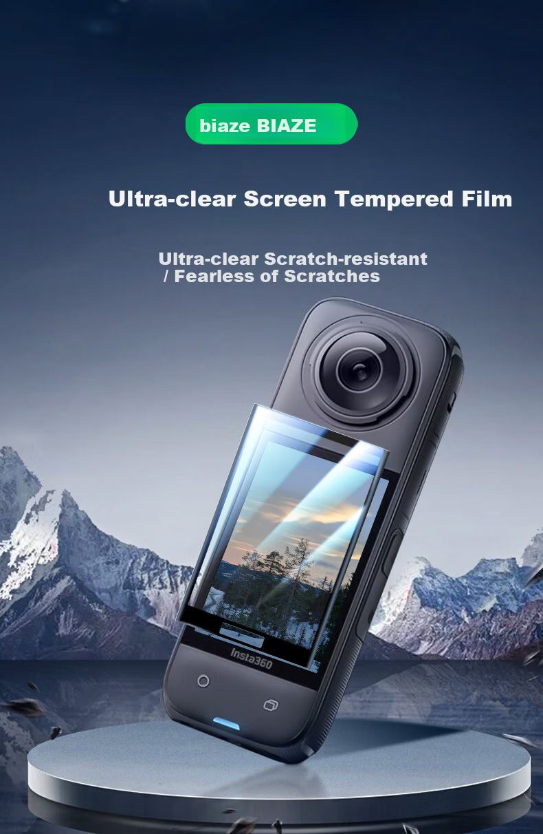 BIAZE [1 Pack] Tempered Glass Screen Protector for Insta360 X4 Panoramic Camera, HD Anti-Scratch Protective Film for Sports Camera Accessories XJM25 2