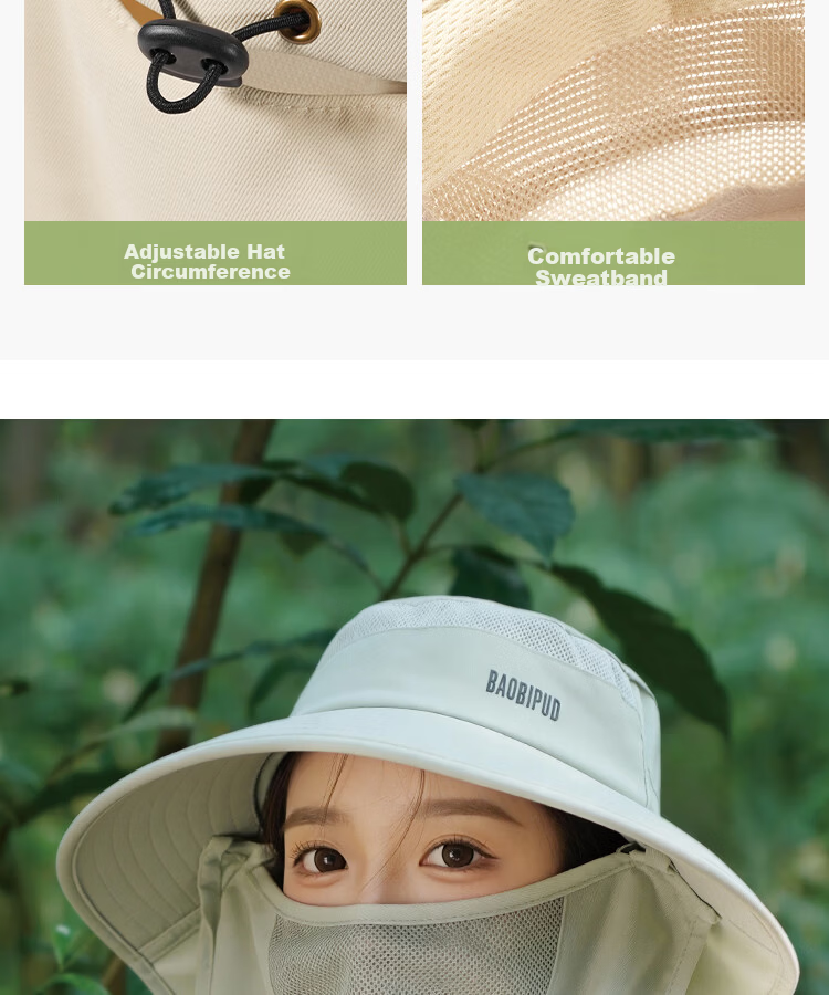 EFZ Women's Summer Sun Protection Hat UV Protection Face and Neck Cover Integrated Fisherman Hat for Fishing and Mountaineering 12