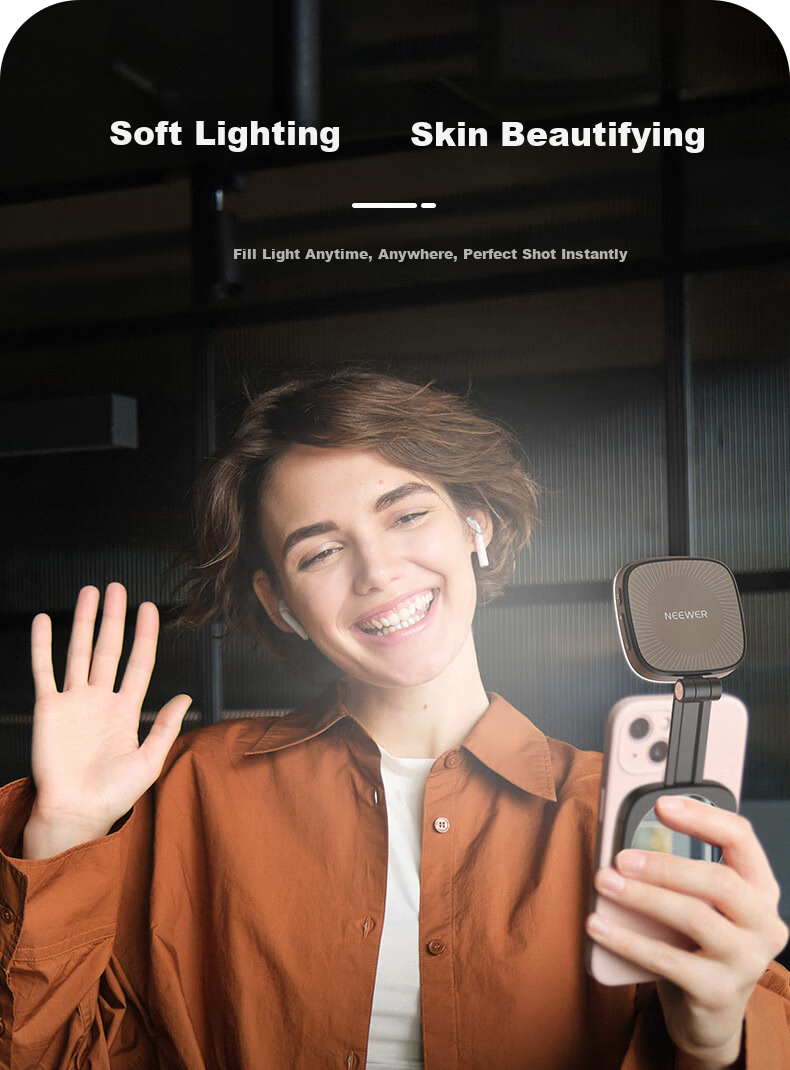 NEEWER RGB Magnetic Full-Color Portable LED Pocket Bi-Color Temperature Fill Light for Mobile Phones Live Streaming Photography Light for Mirrorless Cameras Flash Indoor Portrait Constant Light 5