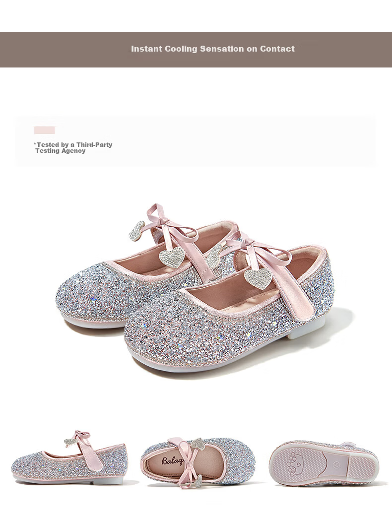 Balaqi Kids Shoes 2026 New Girls Spring Autumn Princess Style Stage Crystal Shoes Girls Rhinestone Leather Shoes BL3581 Pink Size 30 9