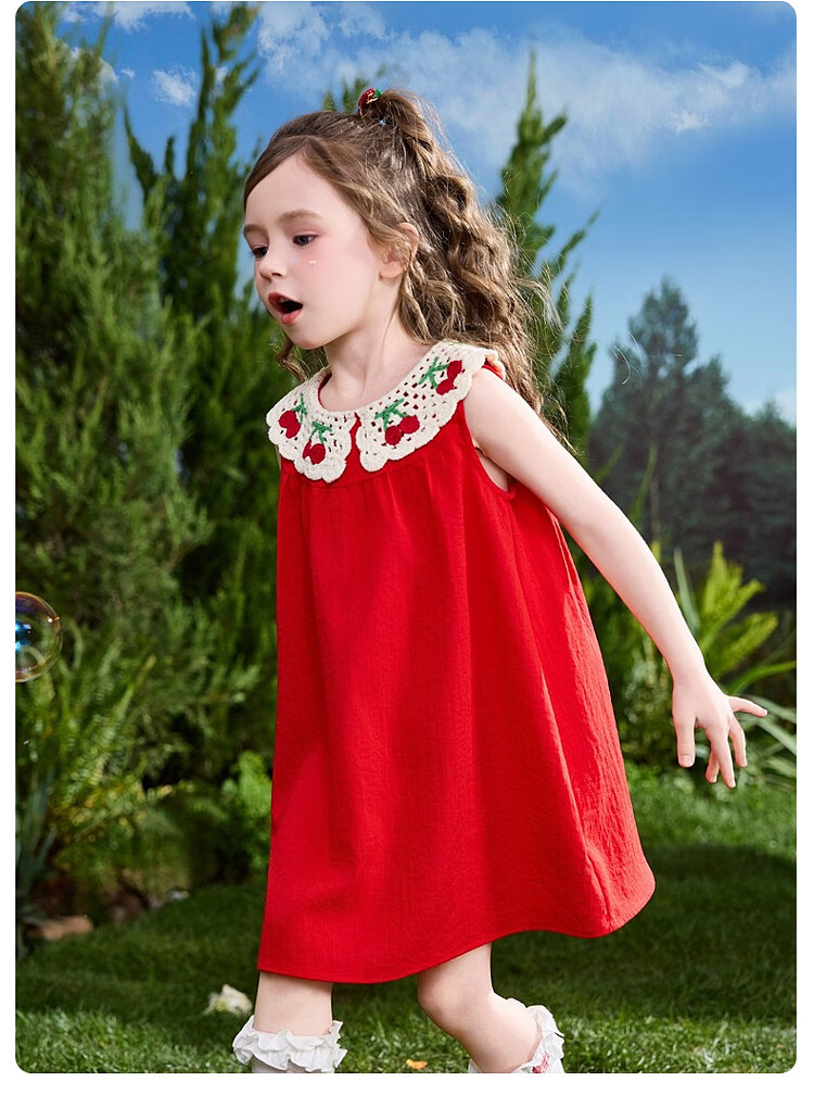 ASK JUNIOR Kids Summer Sleeveless Vest Dress Girls Princess Doll Collar Dress 13