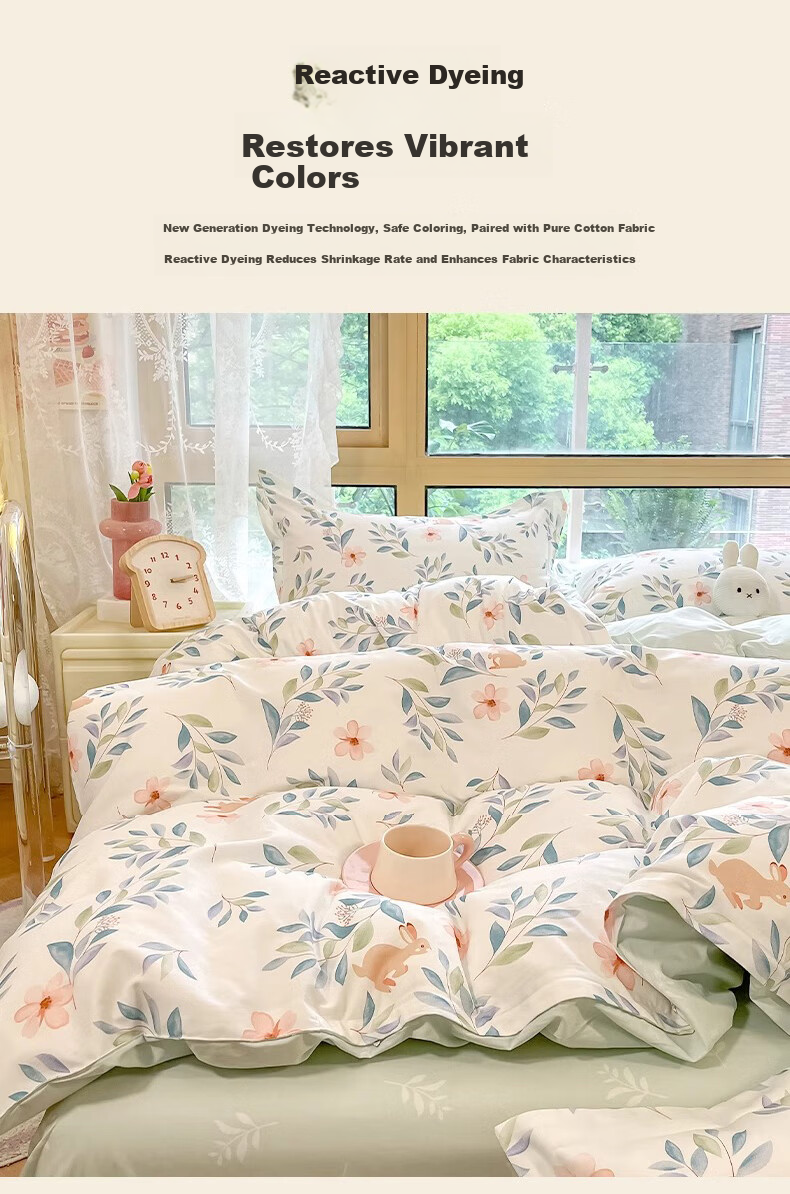 Aivi 100% Cotton Bedding Set 4-Piece Double Duvet Cover Bed Sheet 200x230cm Monica 8