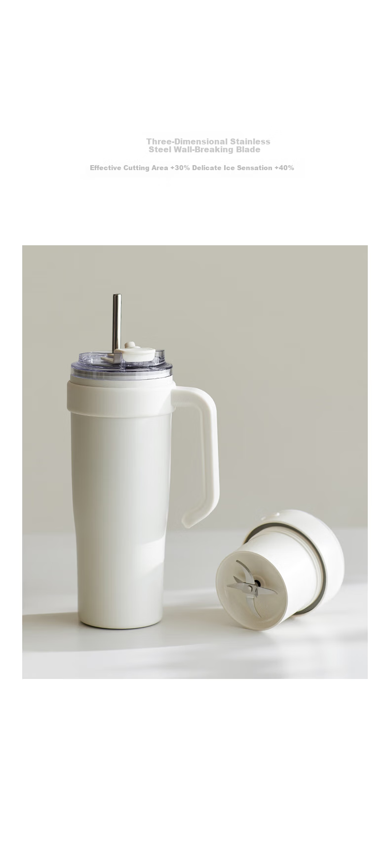 Olayks Instant Fruit Ice Juicer Cup Portable Electric Blender Bottle Insulated Small Car Fitness Juice Maker 304 Stainless Steel Ice Crushing 7
