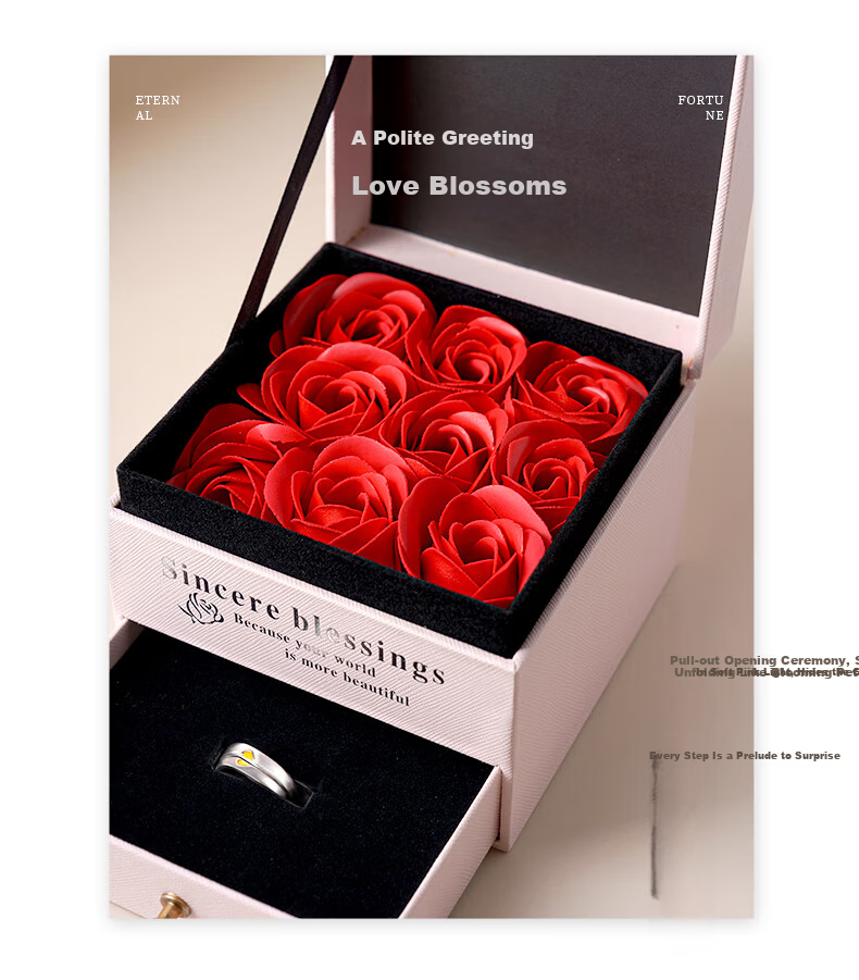 DESTINY TEMPLE "Matchmaker's Blessing" 925 Silver Heart Couple Rings Valentine's Day Rose Gift Box 5