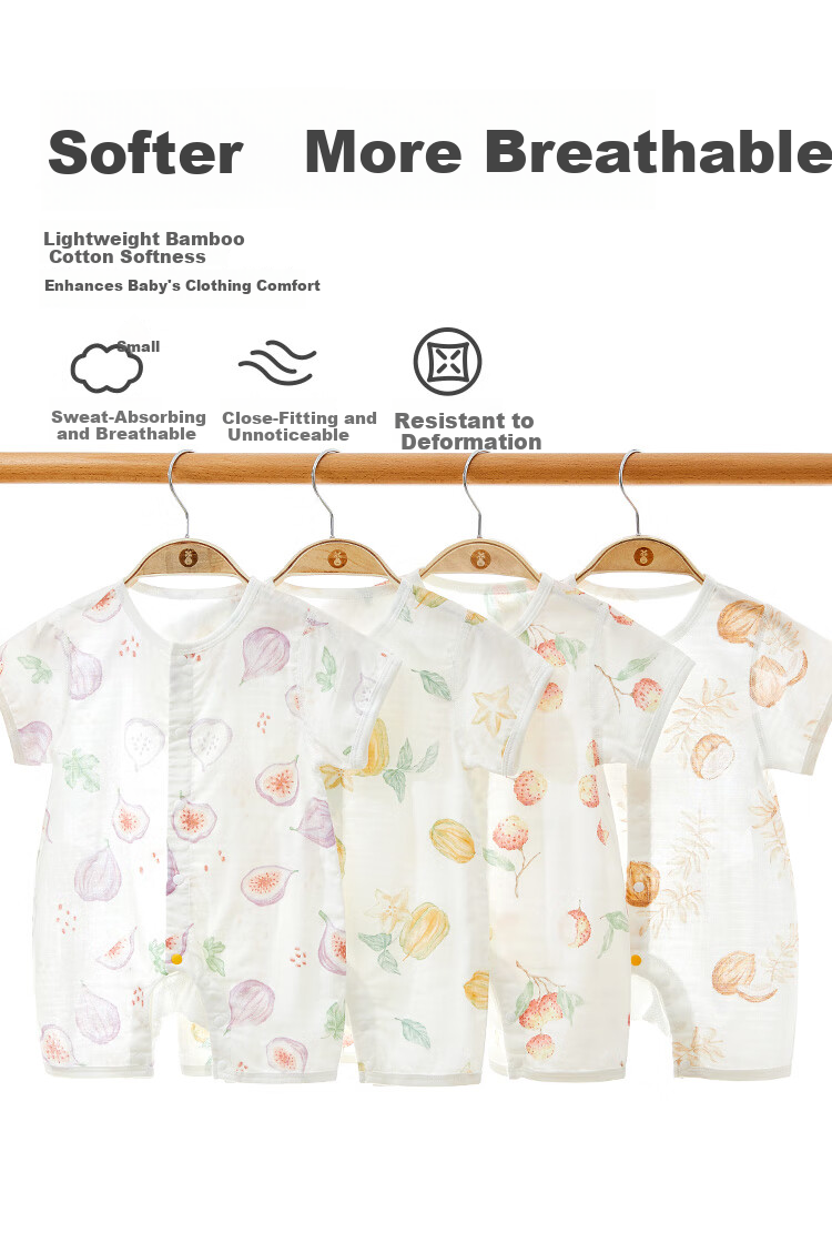Wismorni Baby Muslin Short Sleeve Romper Summer Thin Infant Clothes Summer Jumpsuit Crawling Suit 4