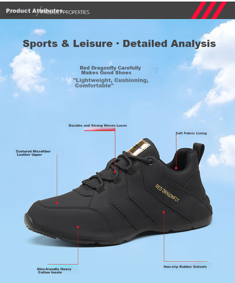 RED DRAGONFLY Men's Leather Sole Sports Casual Shoes Men's Dad Shoes Height Increasing C0TT04741 3