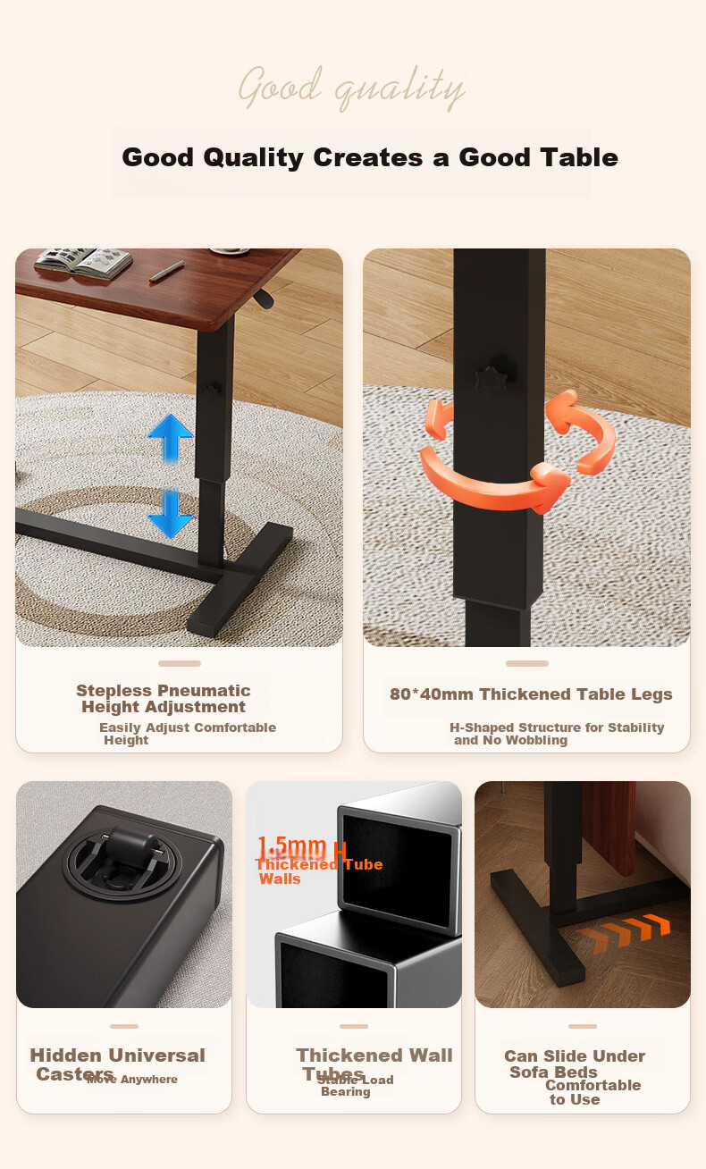 Jingkun Adjustable Mobile Folding Bedside Computer Desk Multifunctional Bed Table Side Table 2