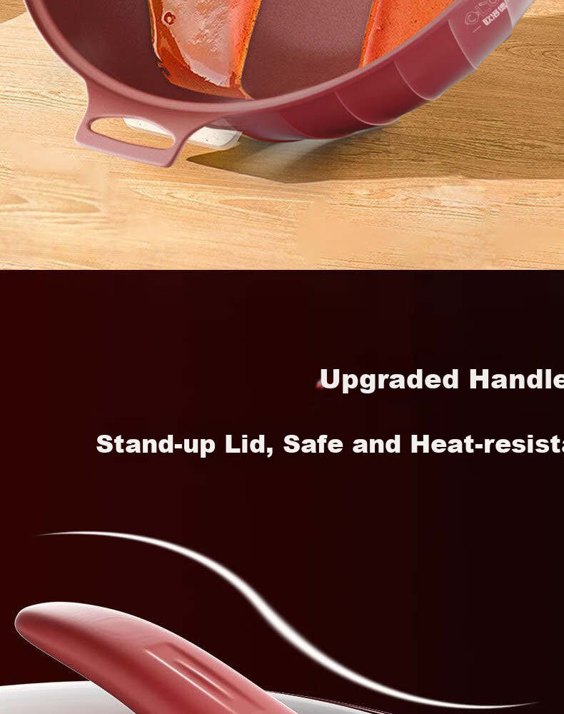 Oluode Purple Clay Non-Stick Health Titanium Alloy Frying Pan Stir-Fry Pan Household Flat Bottom Pan Compatible with Gas Stove and Induction Cooker 14