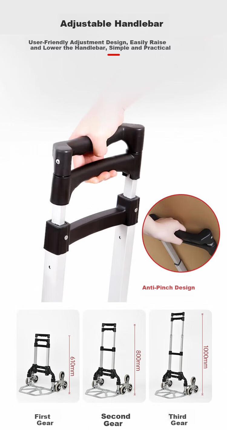 Gulnai Folding Stair-Climbing Hand Cart Luggage Trolley with TPR Wheels and Auxiliary Wheels 3