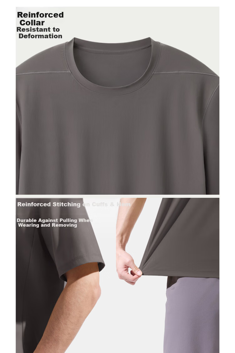 Beneunder Men's Cooling Sports Quick-Dry Ice Silk Breathable Base Layer Short Sleeve T-Shirt DR003 Ink Gray XL 9