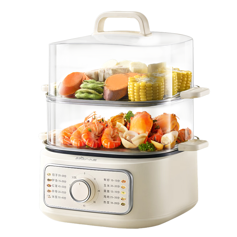 Bear Electric Steamer Pot, Home Small 2-3 Person Use, All-In Steaming And Cooking Household Electric Pot Steamer for Eggs And Buns Multifunctional Pot, 11.5L Three-Layer Large Capacity DZG-HA0N7