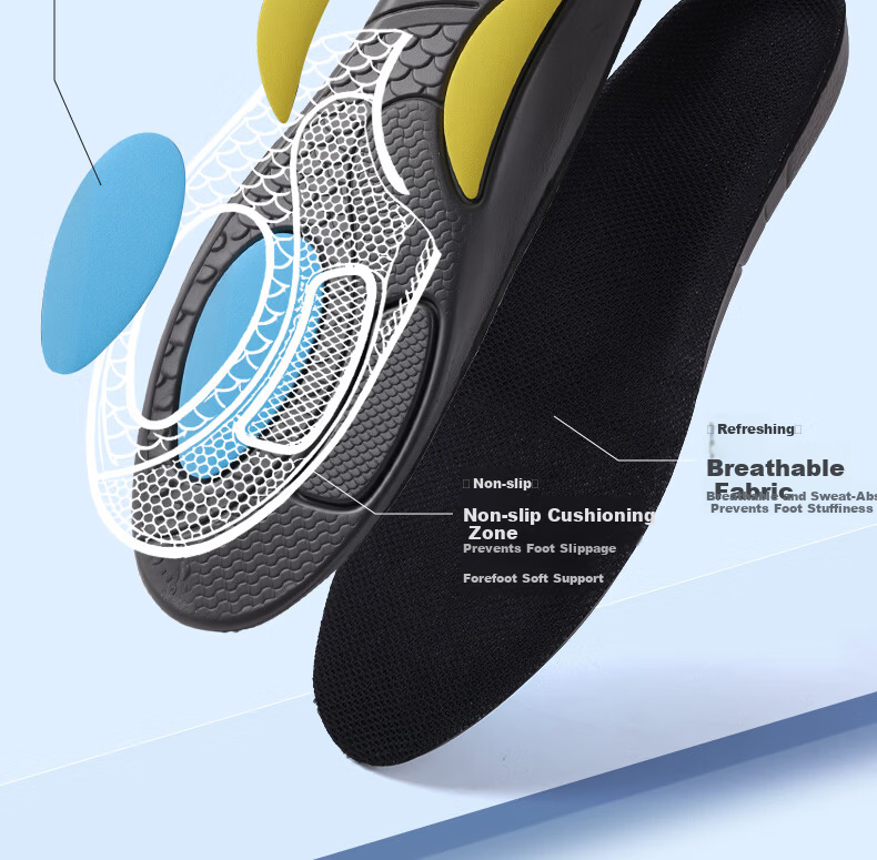 FOOTOPPO Sports Insoles for Men Military Training Ultra-Soft Shock Absorbing Insoles for Men's Basketball Shoes Running Shoes Insoles for Women 6