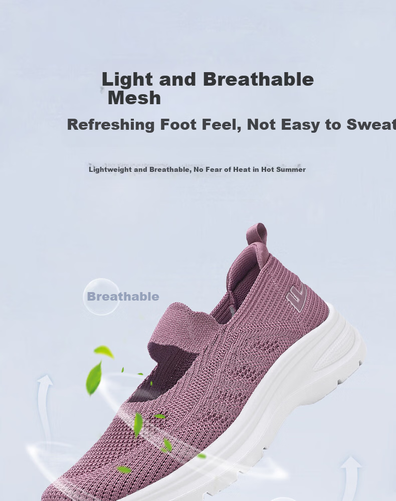 Warrior Women's Walking Shoes 2026 Summer New Breathable Mesh Soft Lightweight Elderly Shoes Pink Size 38 6