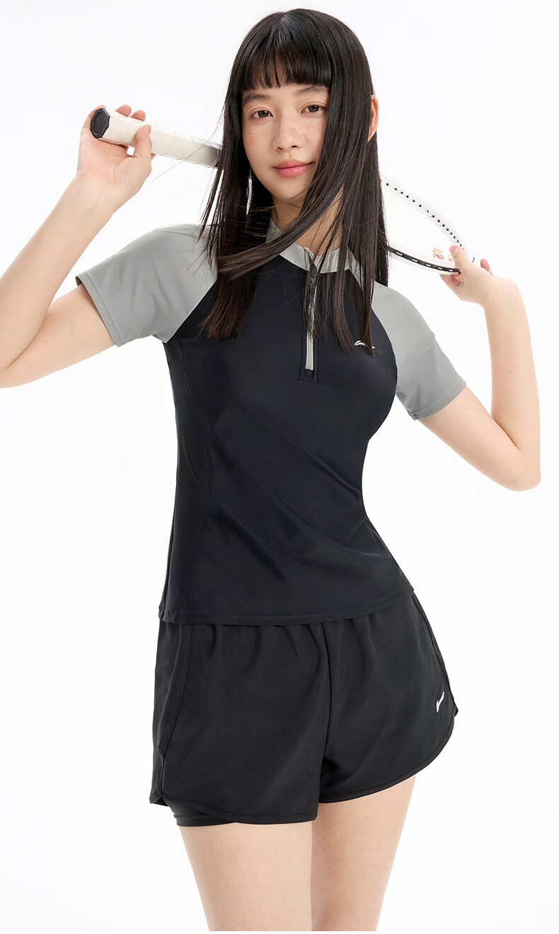 LI-NING Women's Short Sleeve Conservative Two-Piece Swimsuit Green L 1553 8