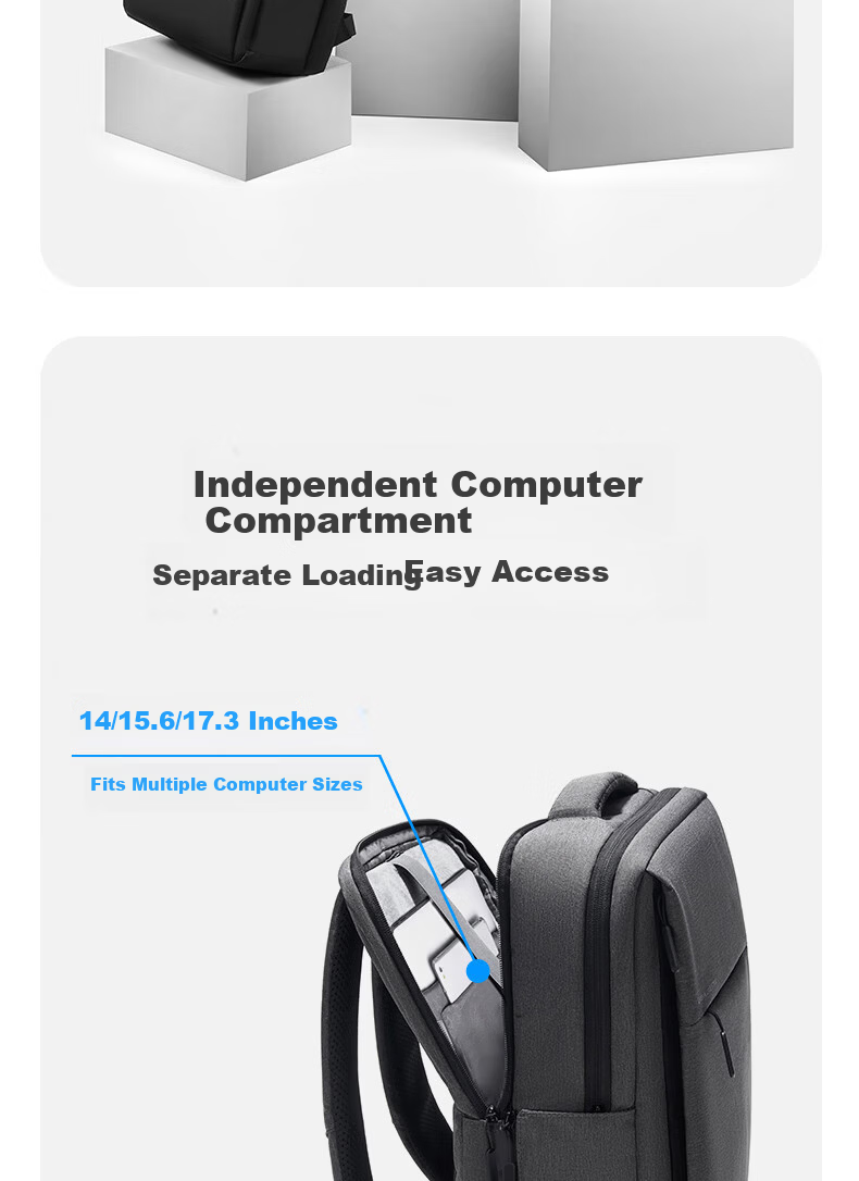 JINSHIWQ Backpack Unisex Laptop Bag Business Notebook Bag 14/15.6/17.3 Inch Large Capacity School Bag for College Students 5