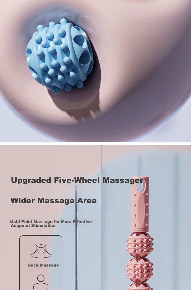 361° Wolf Fang Massage Roller Leg Muscle Relaxer Handheld Fitness Rolling Stick 4
